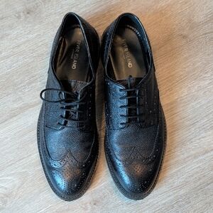 River Island Textured Black Leather Derbys